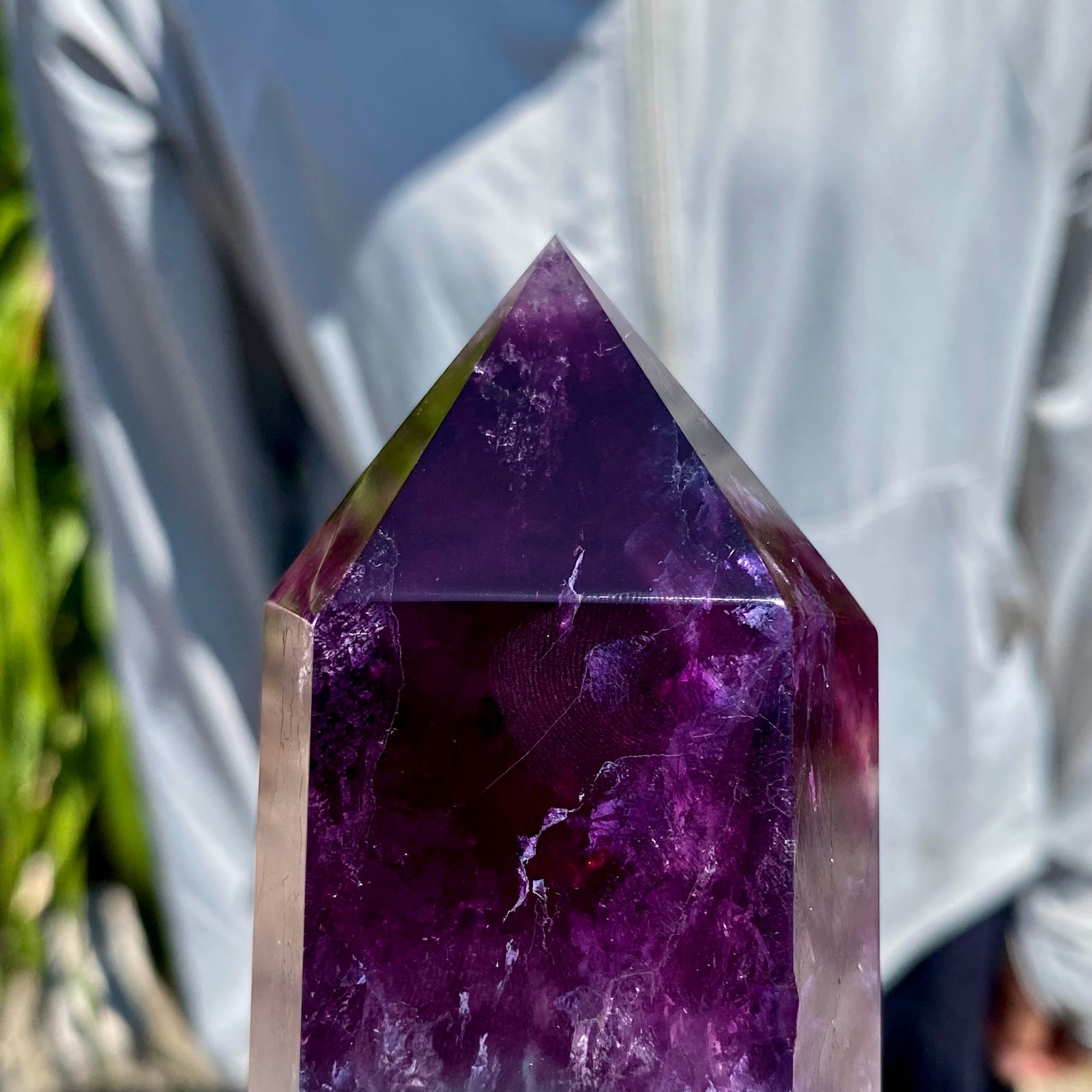 2.42LB Large Natural colored fluorite crystal column obelisk healing specimen