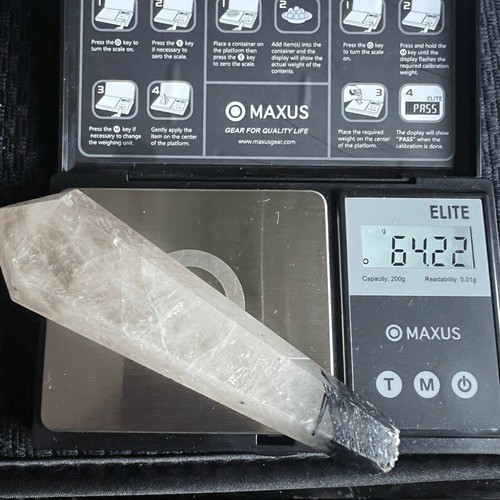 Black Rutilated Quartz Healing Wand with Display Stand | Modern Crystal Decor