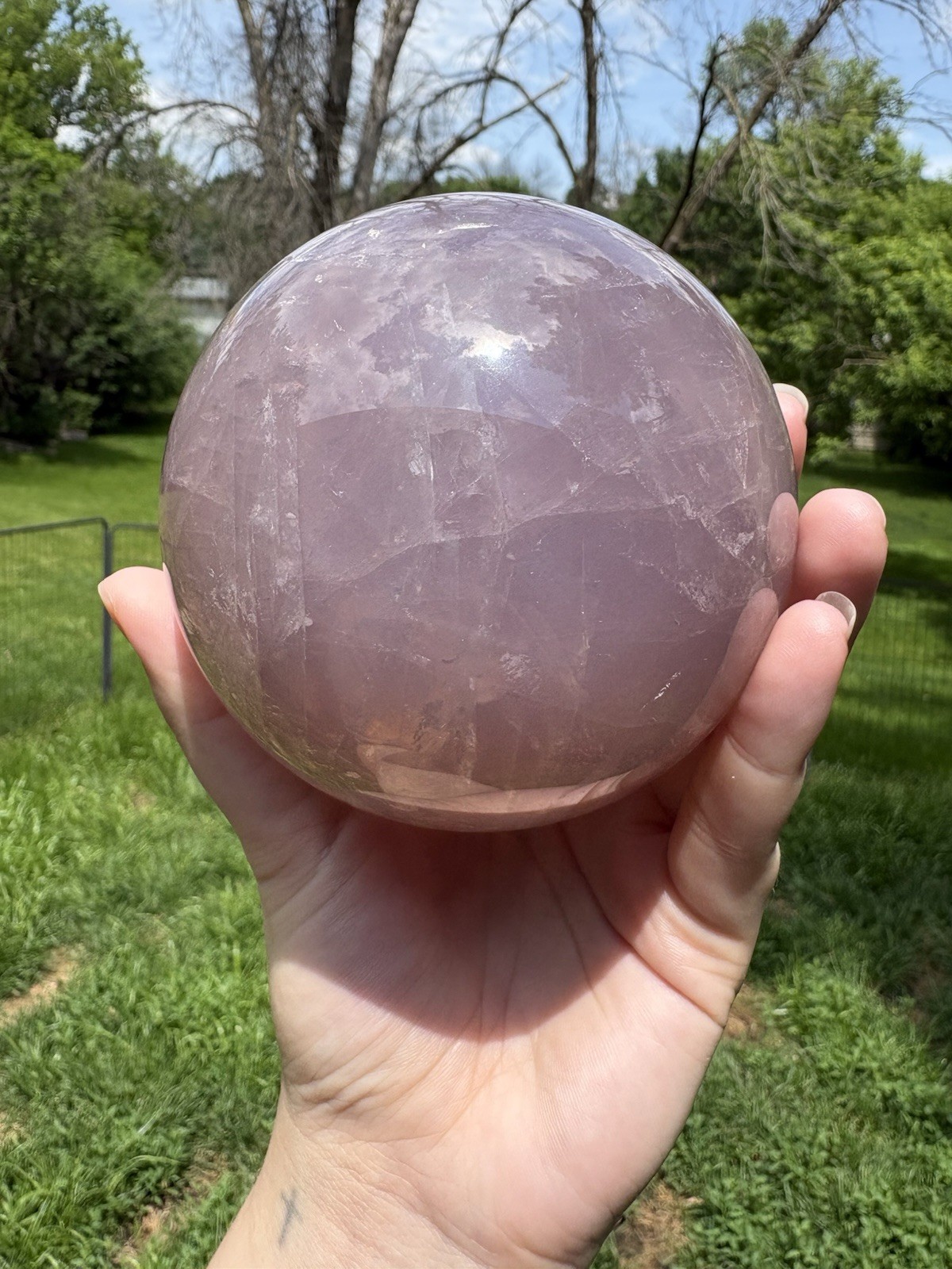Large Lavender Rose Quartz Sphere