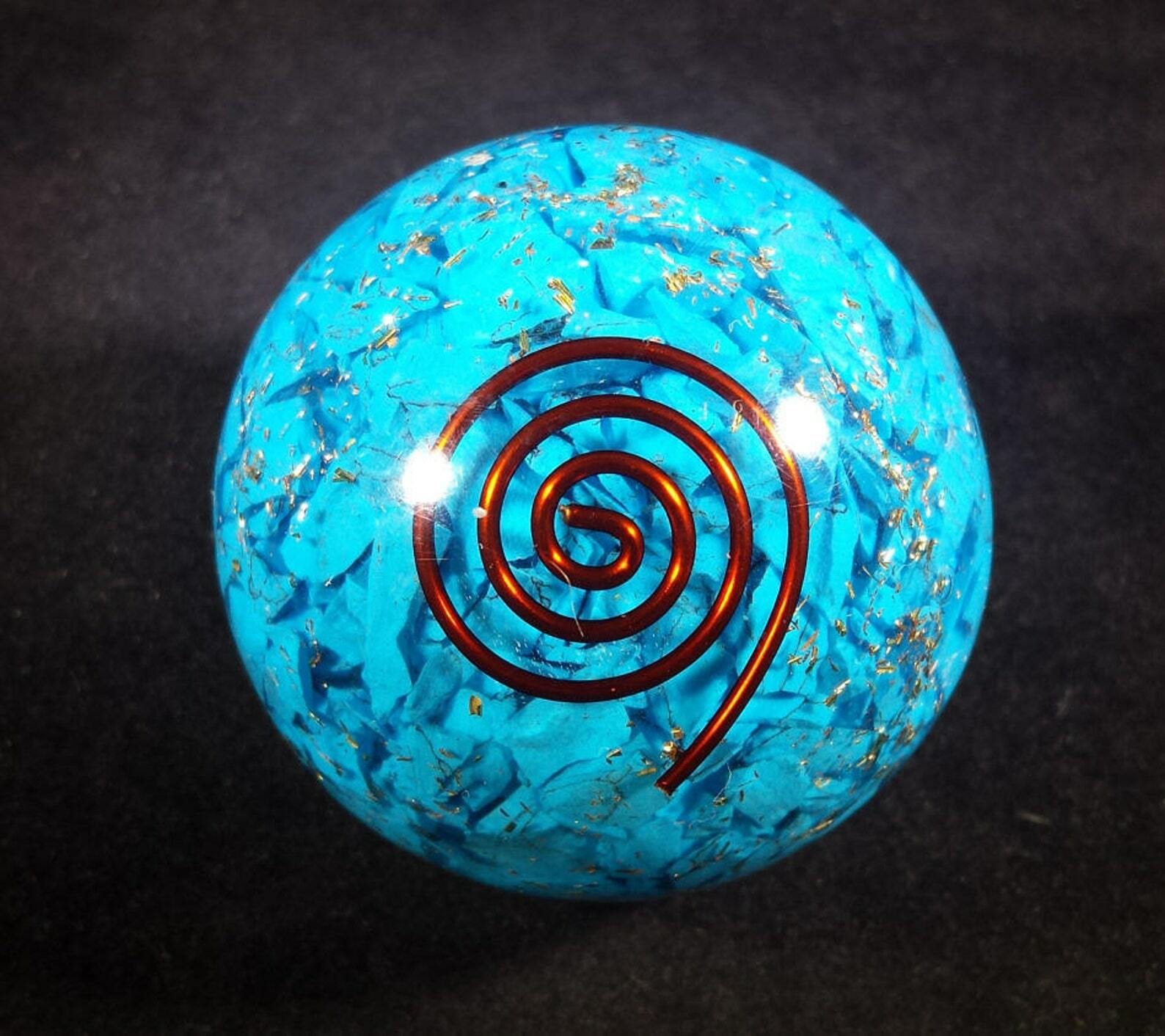 MEDIUM (40-50mm) TOURQUOISE ORGONE GEMSTONE SPHERE ORGONITE SPHERE