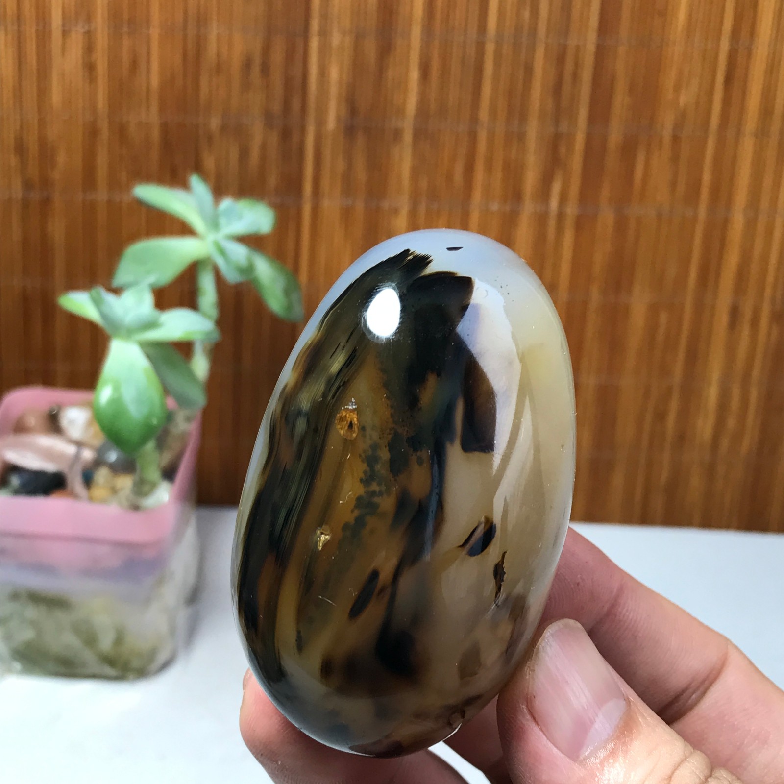 67mm Natural aquatic plants agate pretty Crystal specimens 142g A1633