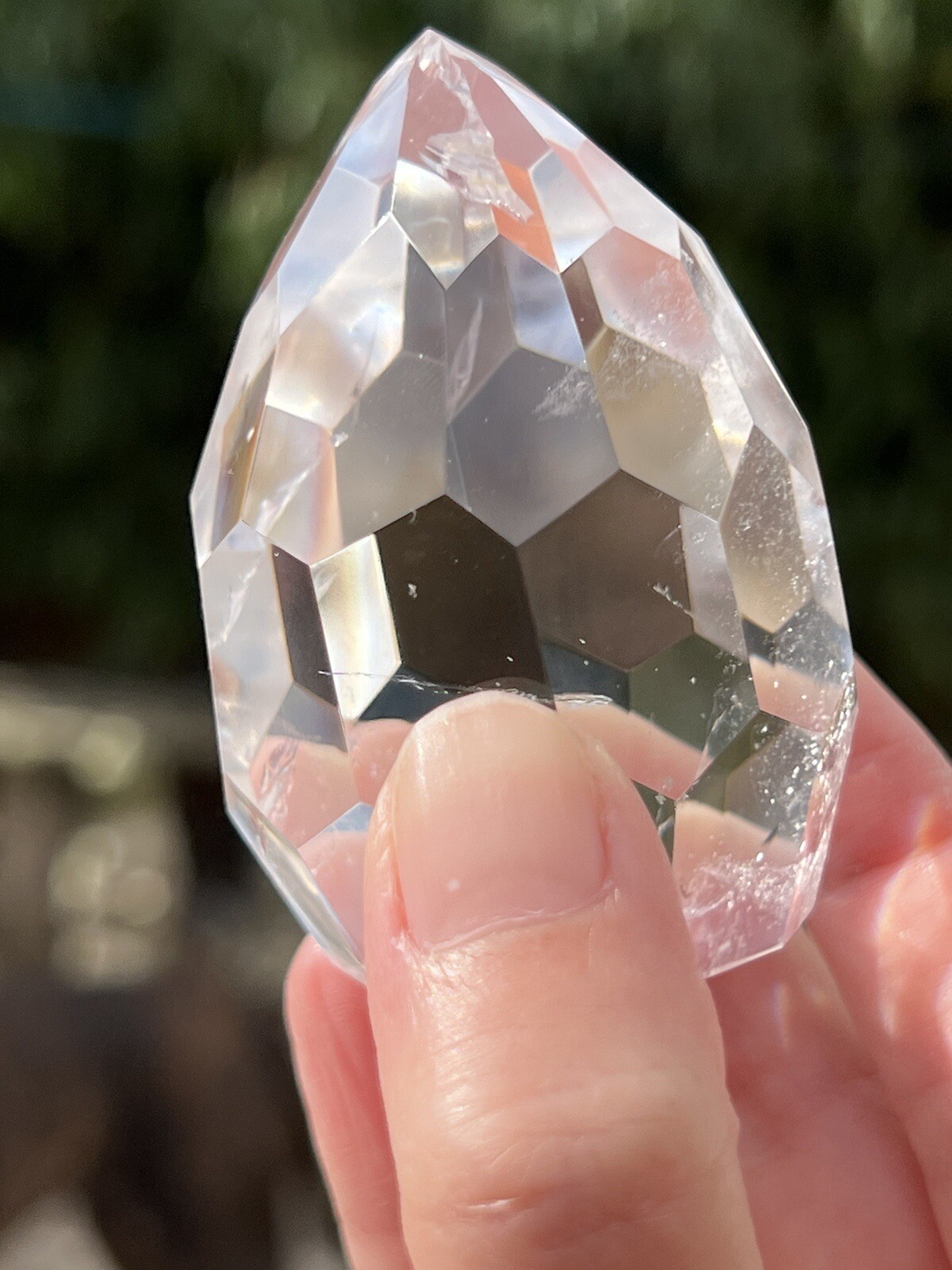 Clear Quartz Hand Faceted Large Crystal Droplet AAA+ Freestanding 13