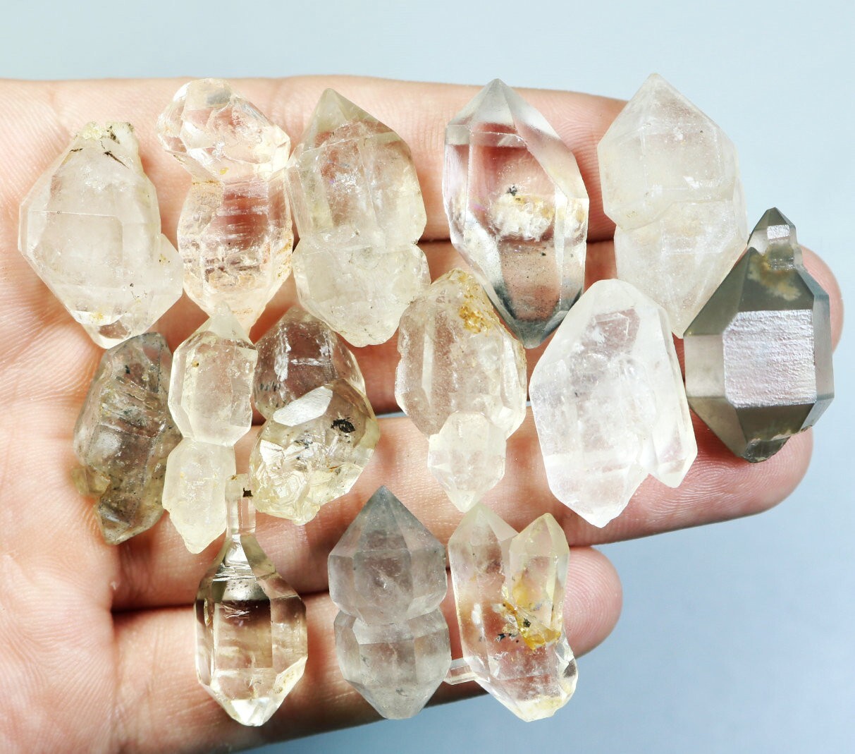 14pcs Natural Unique Skeletal Elestial Quartz Crystal Point Mineral Specimen