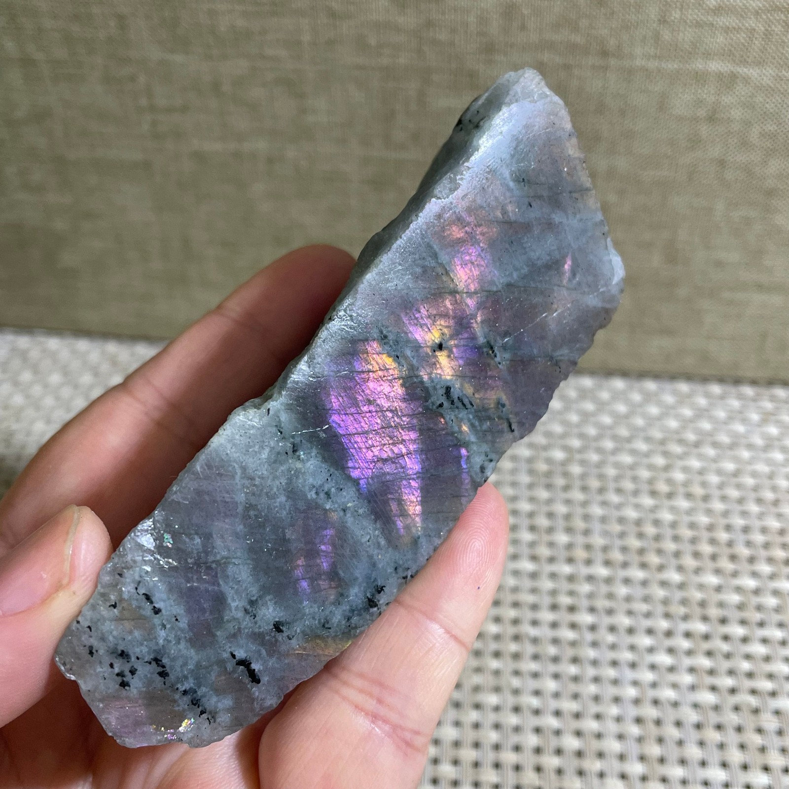 Rare Flashy Labradorite Slab Rough Gemstone Raw Labradorite Rough 123g
