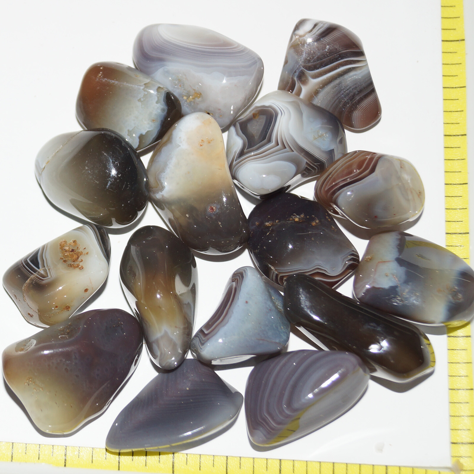 AGATE MIX Large (20 to 30mm) polished stones, variety 1/2 lb bulk