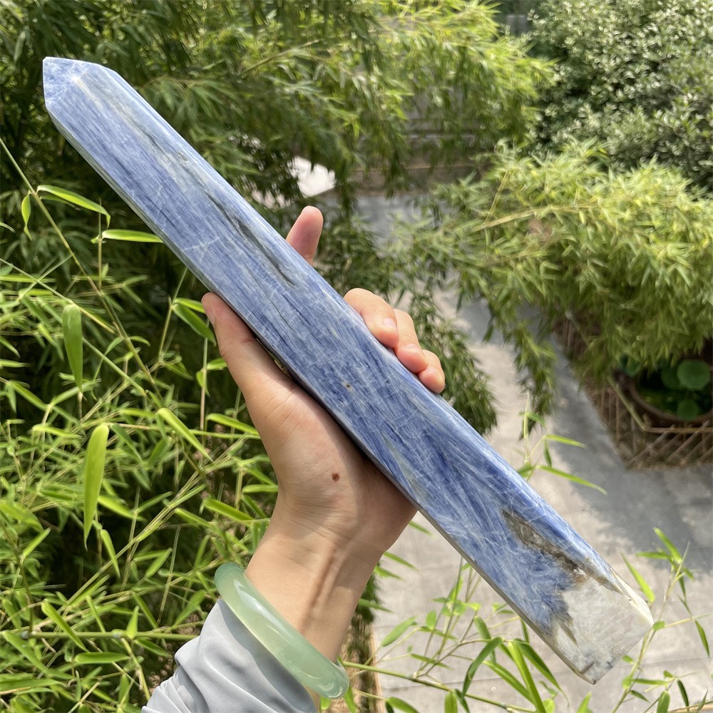 3.6LB 14.3″ Natural Kyanite Obelisk Quartz Crystal Tower Reiki Point Home Decor