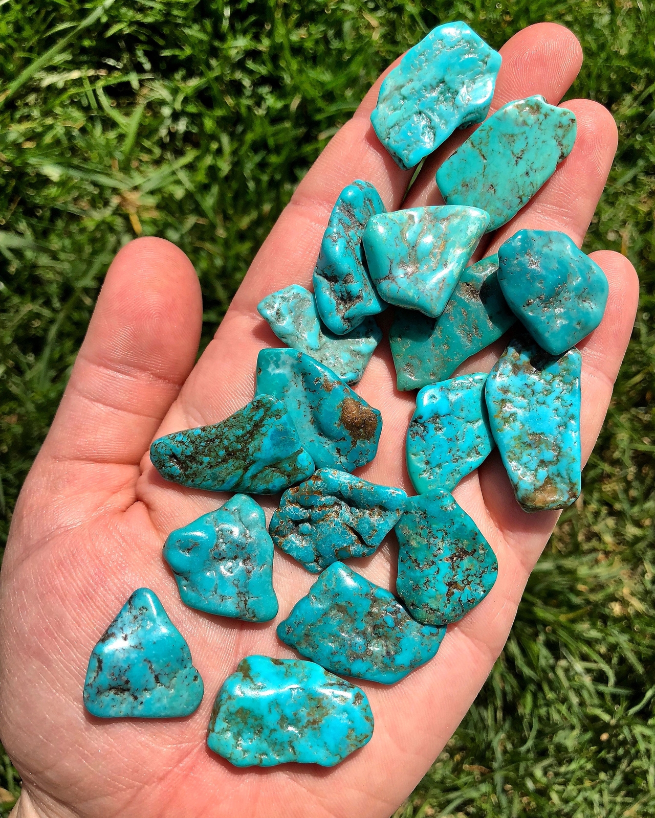 Turquoise Tumbled Stone (Grade A) Polished Natural Turquoise Stone from Mexico