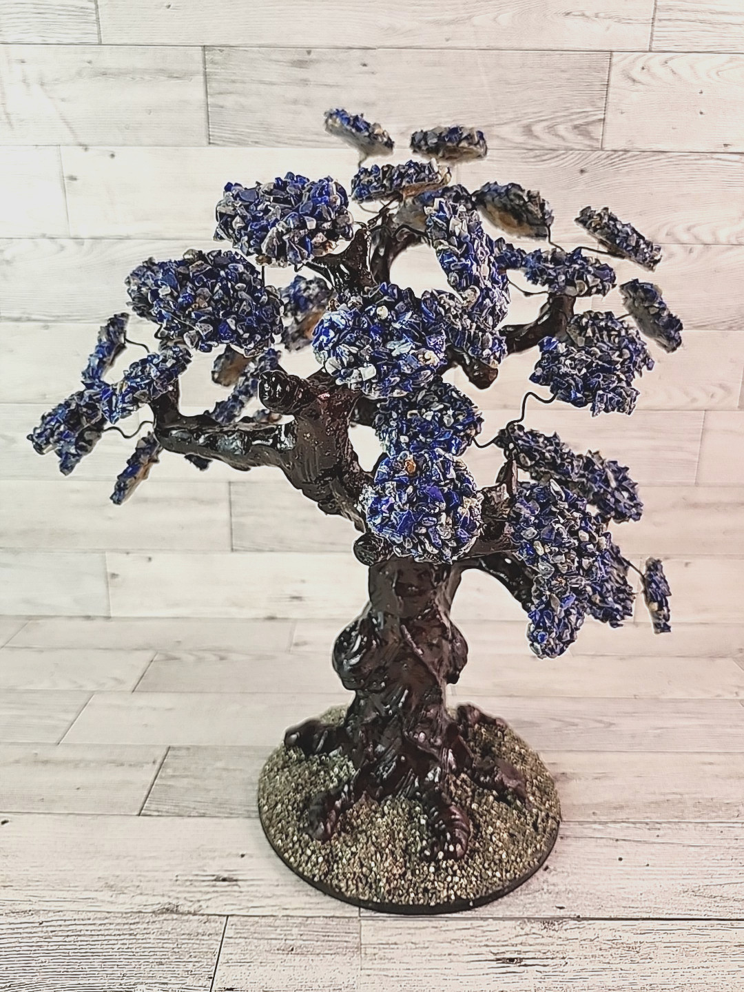 Gemstone Bonsai Tree Sodalite Hand Made 12 inch Healing Crystal Stone Decor