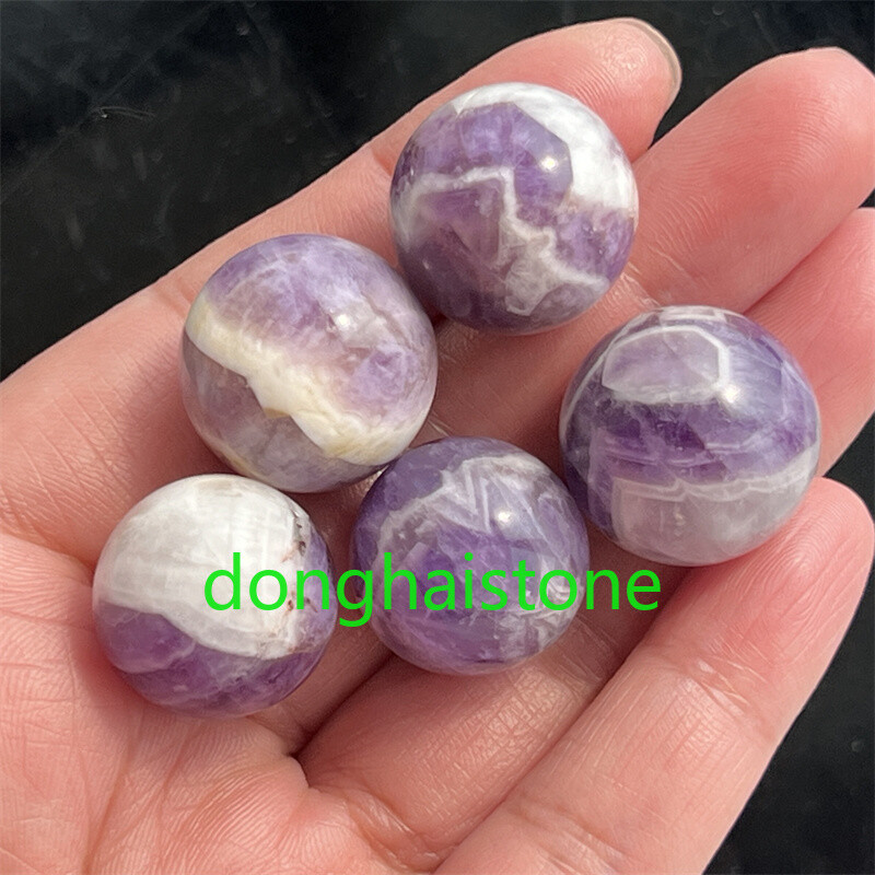 5pcs Natural Dreamy Amethyst Sphere Quartz Crystal Ball Reiki Healing 17mm+