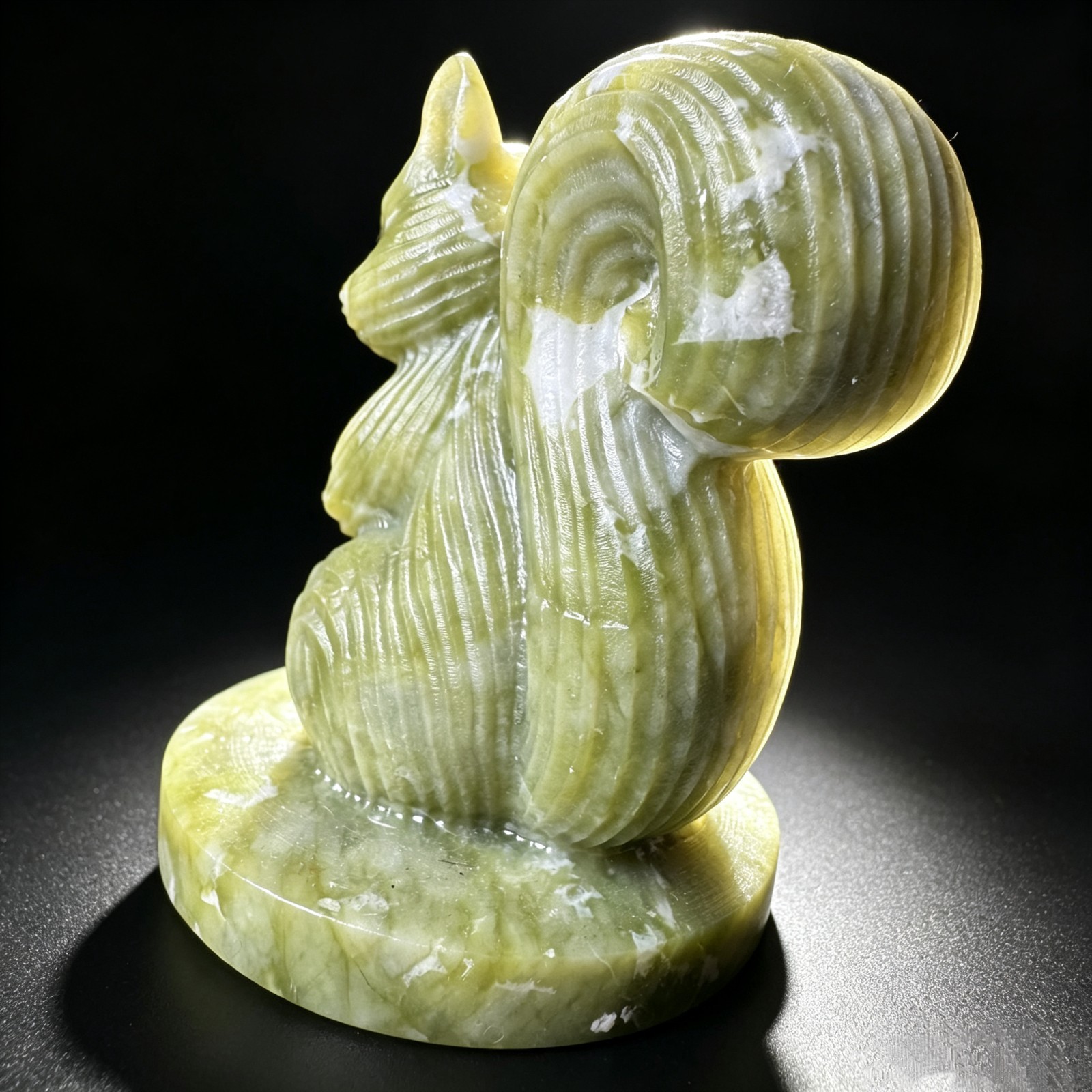 Cauliflower Jade Squirrel Carving Natural Stone Animal Figurine Sculpture Desk