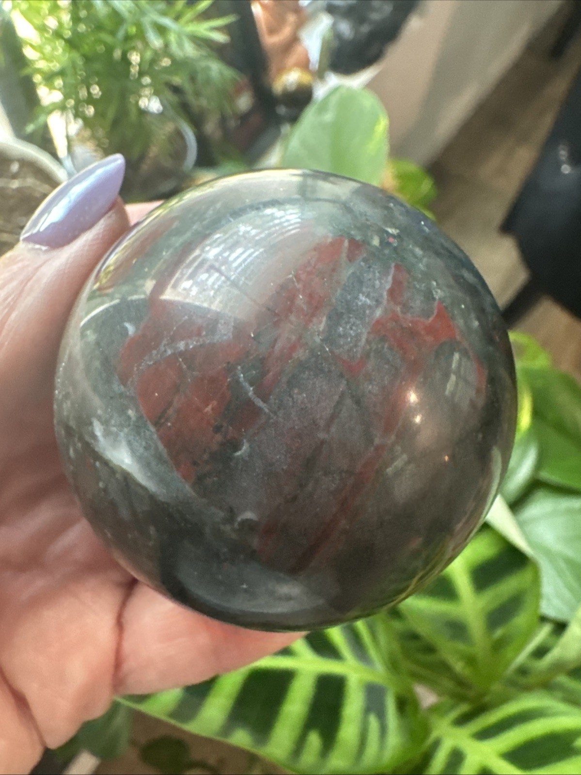 African Bloodstone Crystal Sphere 276 Grams 2.2”