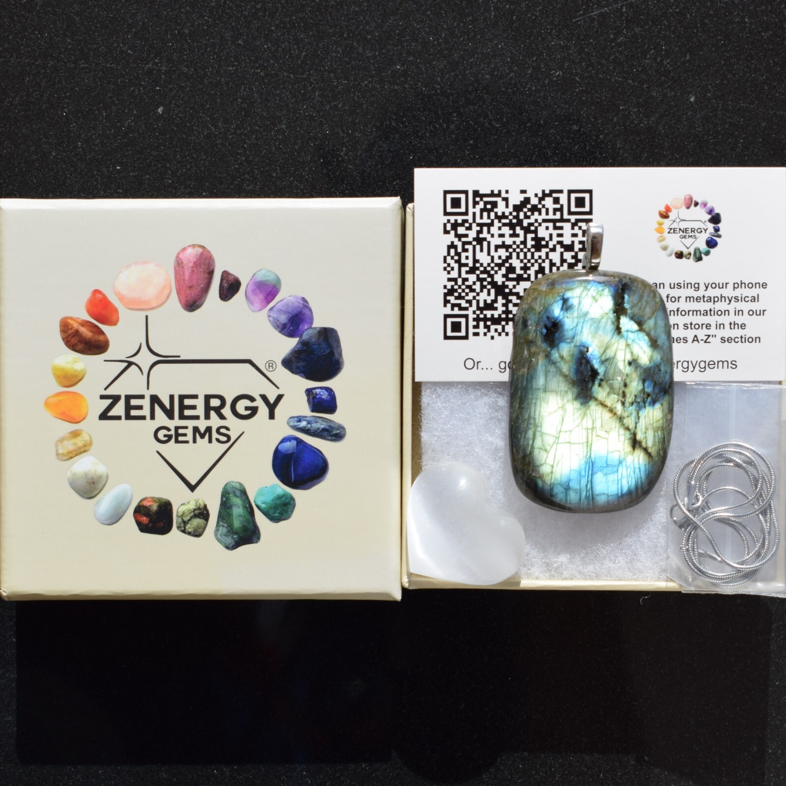 CHARGED Labradorite 229.4 Carats Pendant + 20″ Stainless Steel Chain & Charger