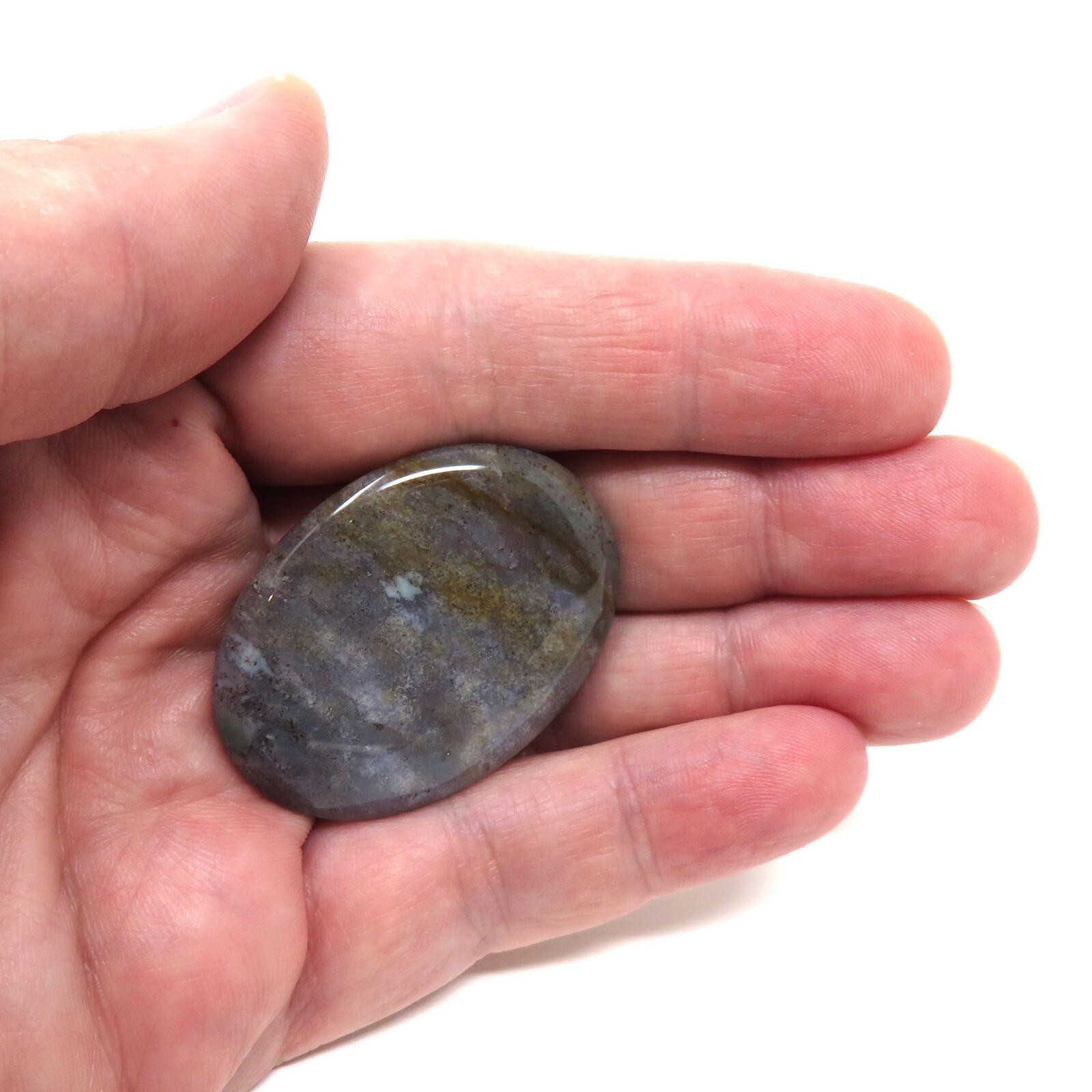 Indian Agate Worry Stone #136- 40mmX30mm or 1.5″x 1″ – 6mm Thick – Pocket Stone
