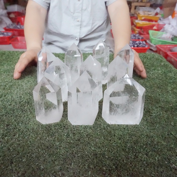 6.6LB 10Pcs Natural Clear White Quartz Crystal Point Tower Polished Healing