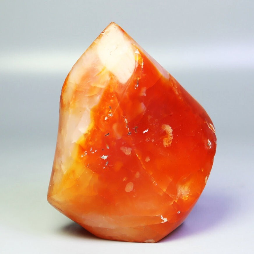 163g Natural Red Orange Carnelian Agate Quartz Crystal Flame Freeform Madagascar
