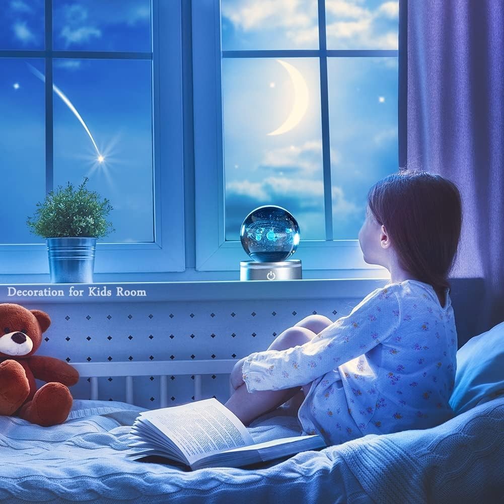 K9 Crystal Solar System Globe – Multicolor LED Night Light for Kids & Adults
