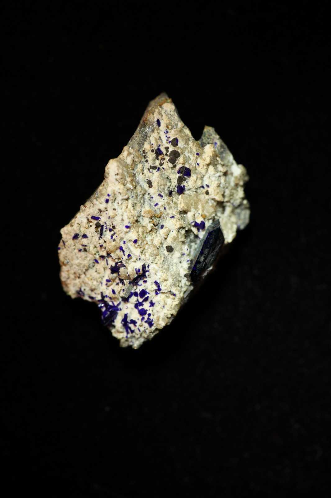 Classic Tsumeb Azurite crystals on matrix, bought in Namibia in the early 1980’s