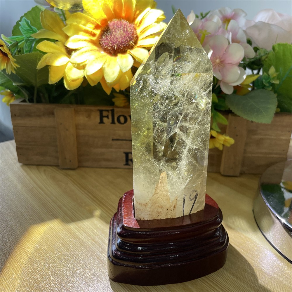 1.2LB 6.4″ Rare Natural Citrine Obelisk Quartz Crystal Tower Heal Reiki Point