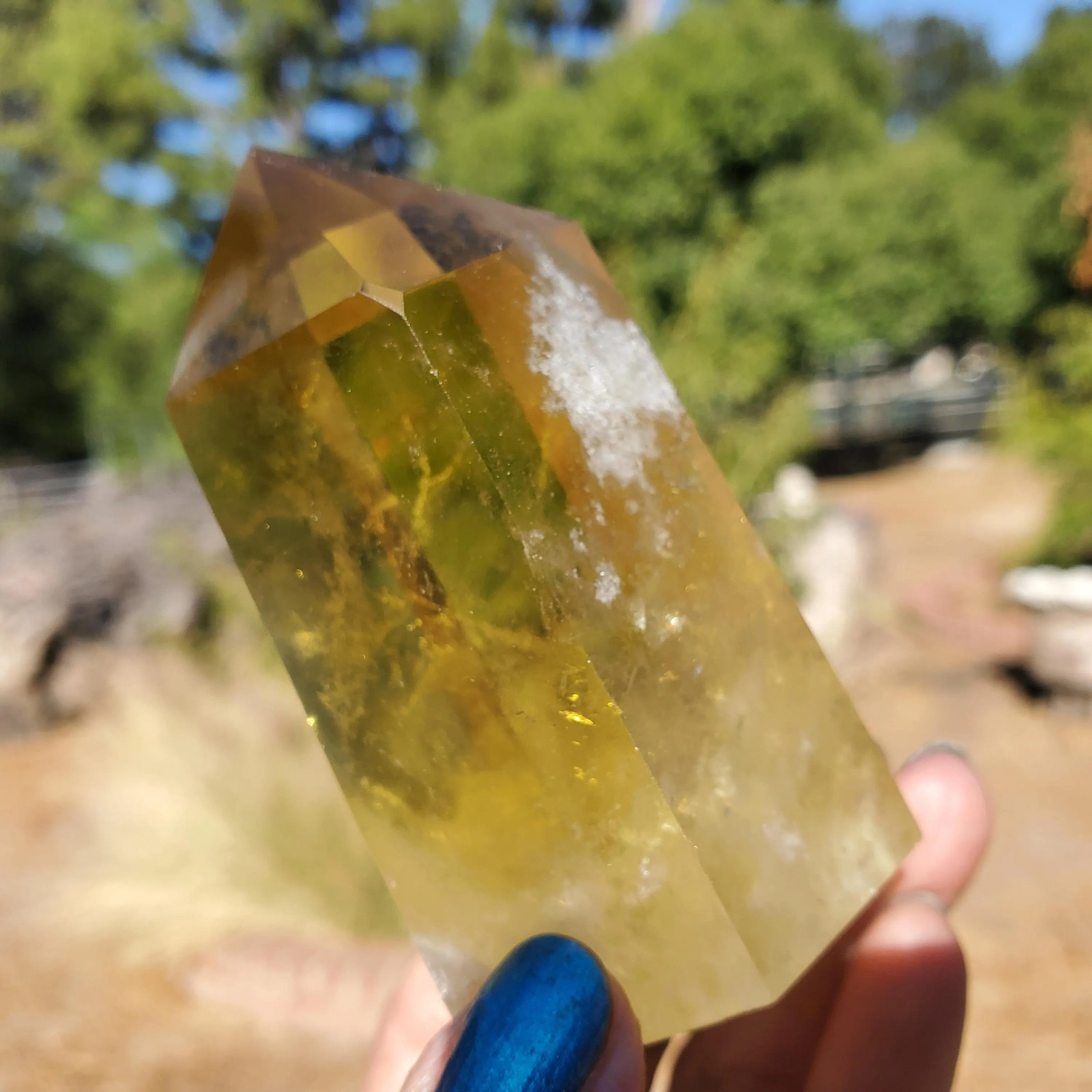Citrine Clear Yellow Gold Phantom Flash Point Tower Crystal 188 grams