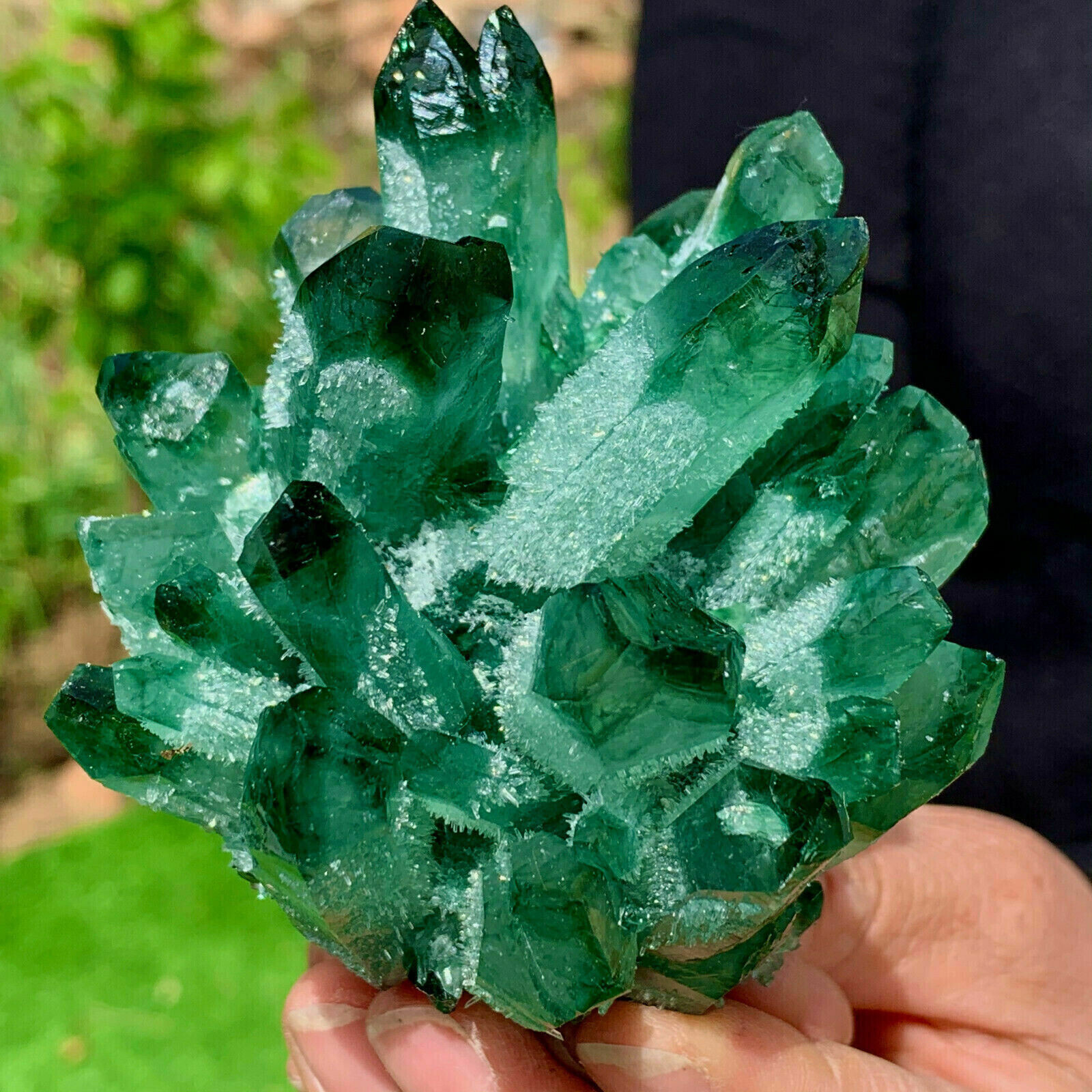 400g+ New Green Phantom Quartz Crystal Cluster Mineral Specimen Reiki Healing
