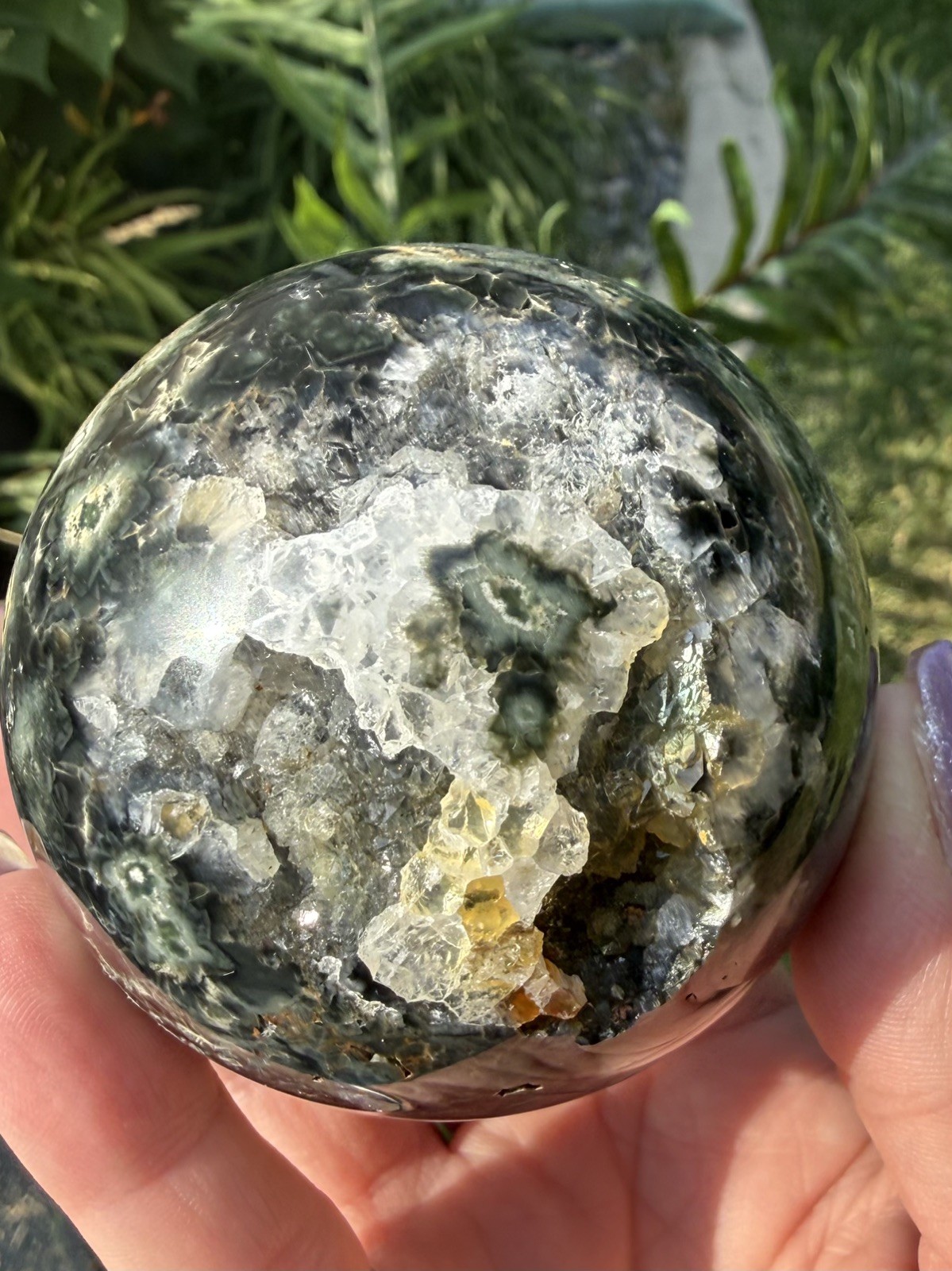 Natural Ocean Jasper Sphere 49mm Polished Crystal Ball Madagascar Quartz Druzy