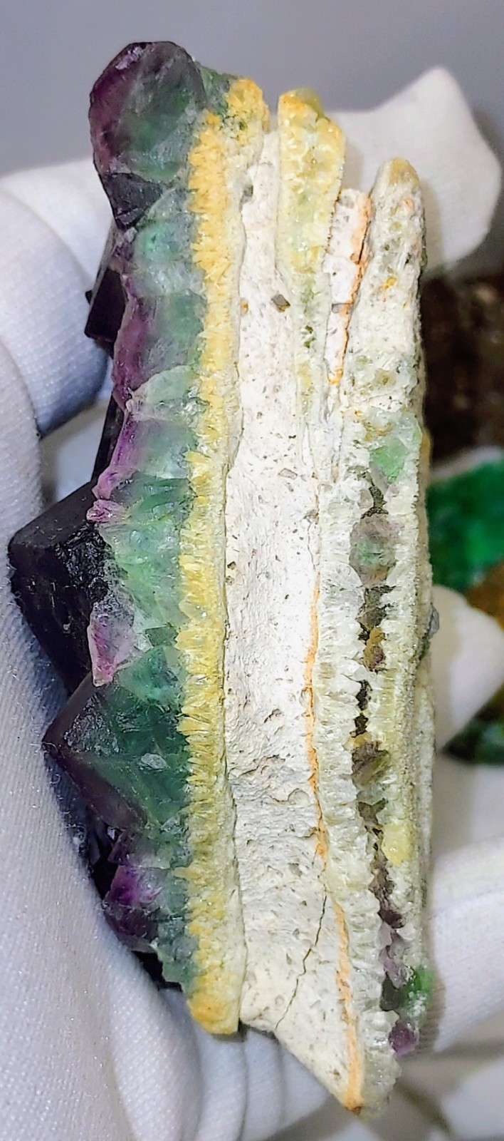 Purple Green Flourite Barite Quartz Cluster Mineral Specimen
