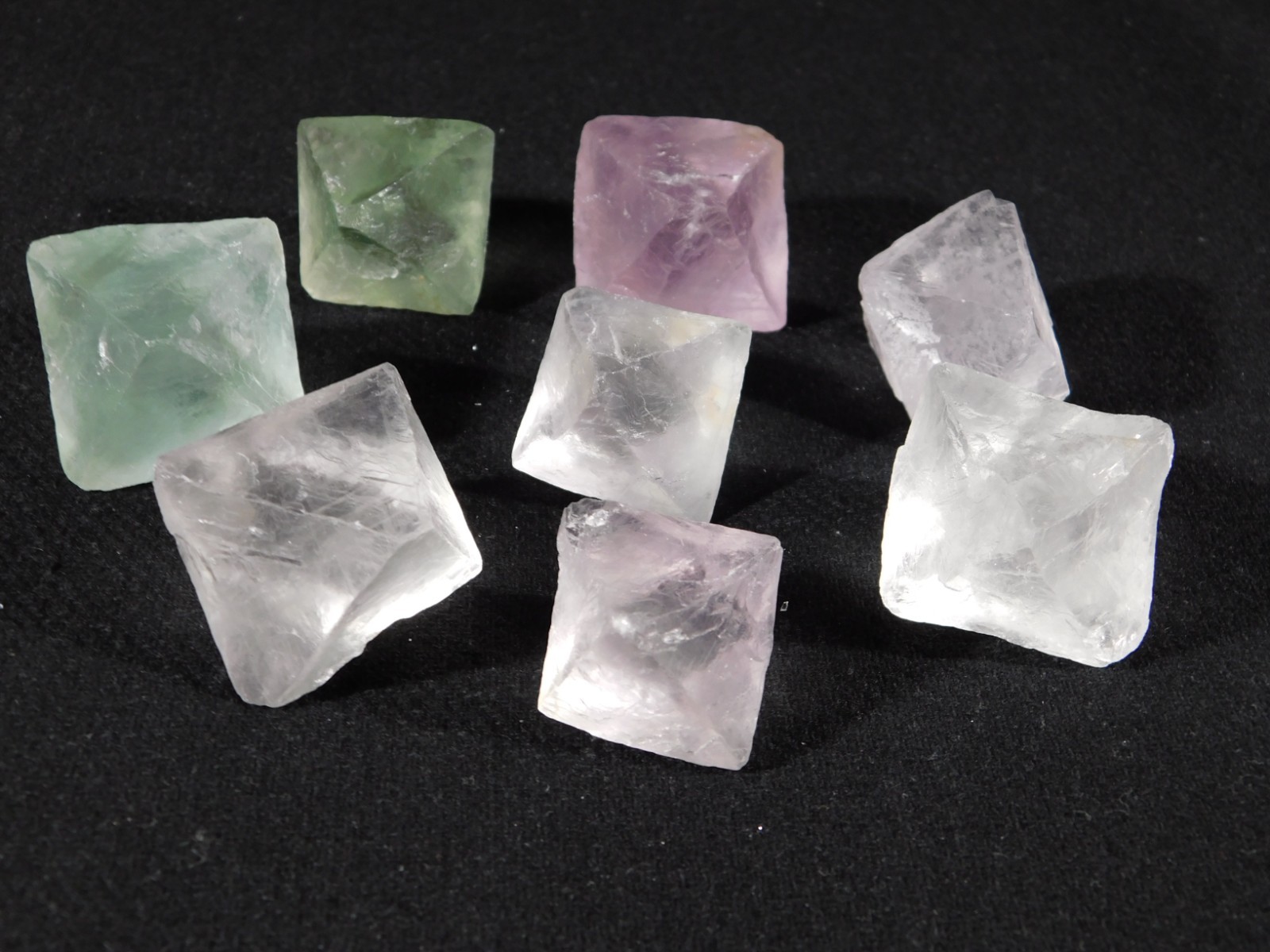 Big Lot of EIGHT! Translucent Octahedron FLUORITE Crystals From China 357gr