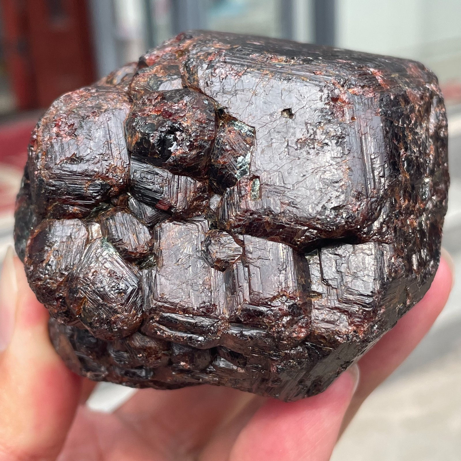 761g Natural Dark Red Almandine Garnet Grape-like Botryoidal Crystal Specimen