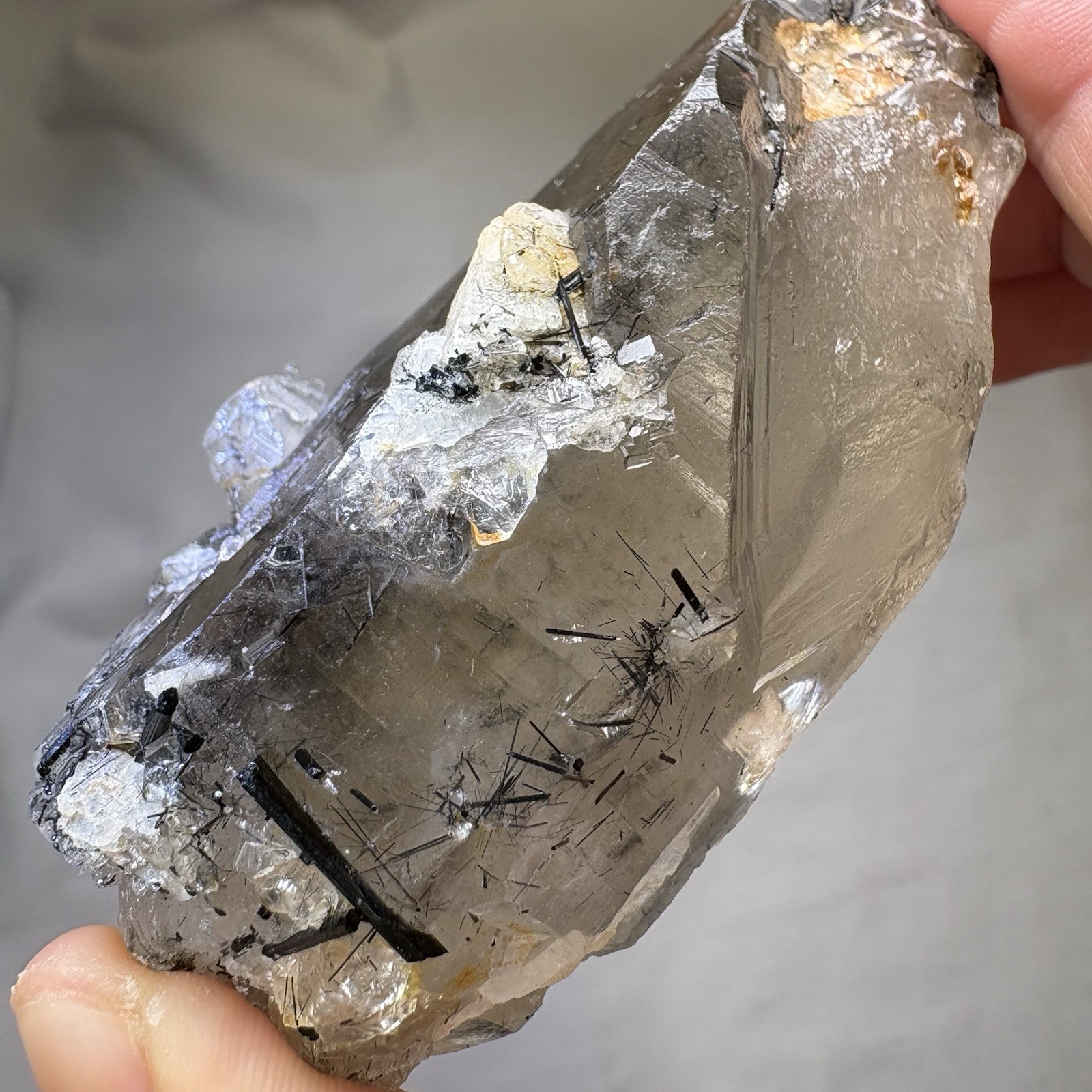 Natural Smoky Quartz w/ Black Tourmaline Inclusions Large Raw Mineral Protection