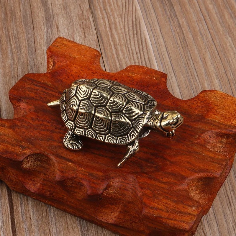 Vintage Copper Turtle Statue Feng Shui Tortoise Ornament Home Decor Gift