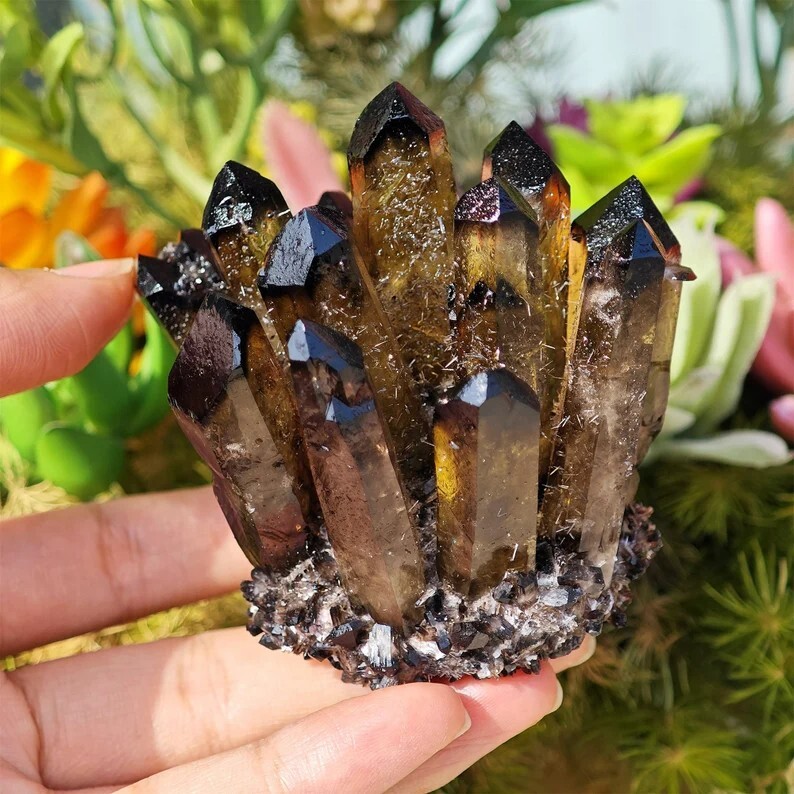 300G+ Rare Large Premium Smoky Quartz Crystal Healing Cluster Specimens Decor
