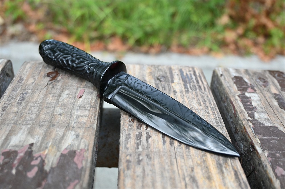 8″Natural obsidian knife (not real) Hand carved crystal reiki heal decor gift 1x