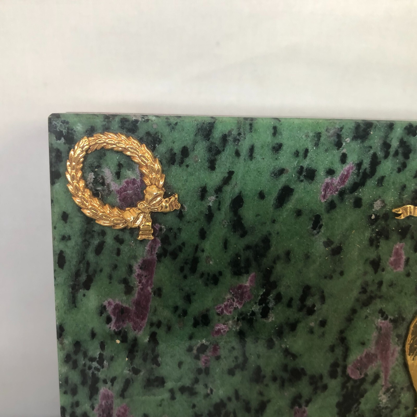 Ruby in Zoisite Hard Stone Hinged Box wit Nicholas The Second Russian Last Czar.