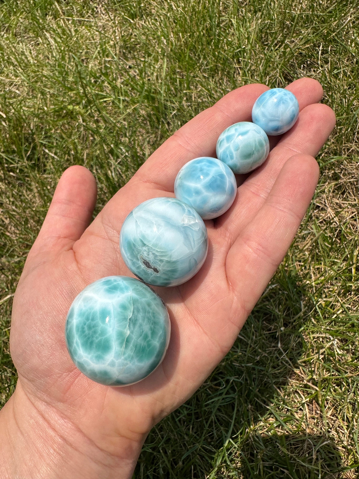 Larimar Sphere (Grade AA), Natural Larimar from Dominican Republic