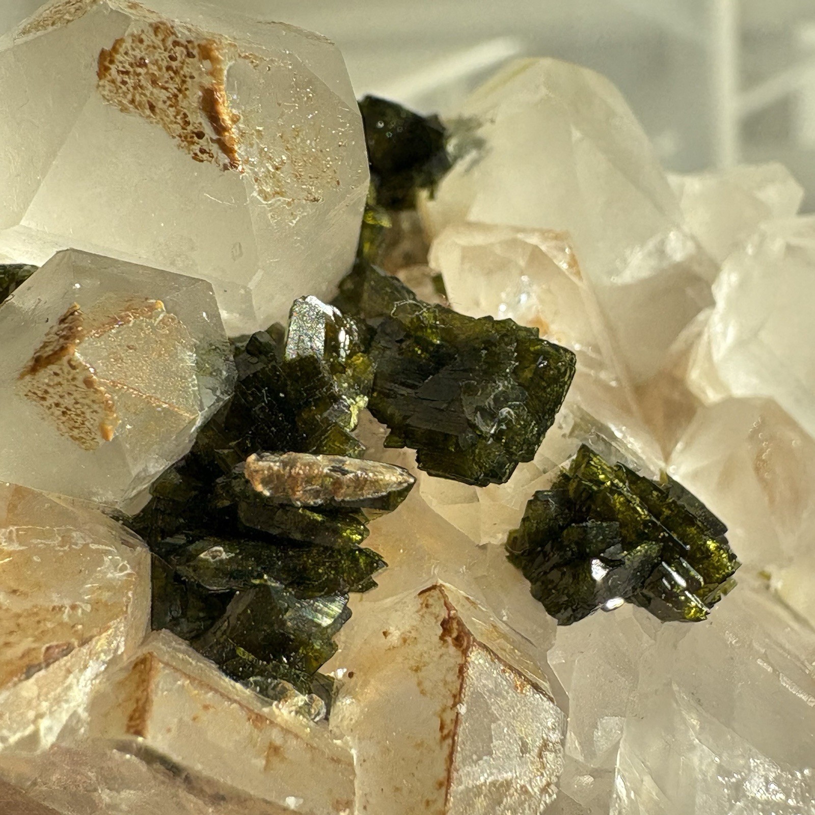 Natural Garden Quartz Epidote Cluster Raw Mineral Rare Specimen Healing