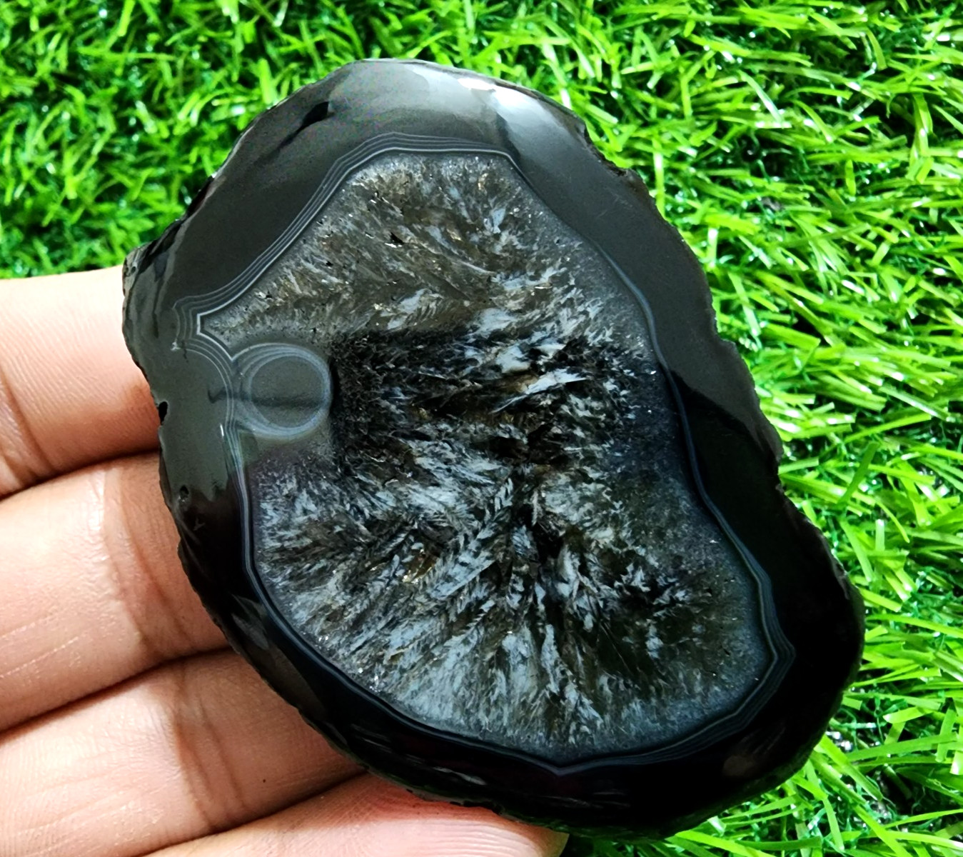 Beautiful Designer Window Druzy Agate Fancy Shape 57 Carat Gemstone For Jewelry