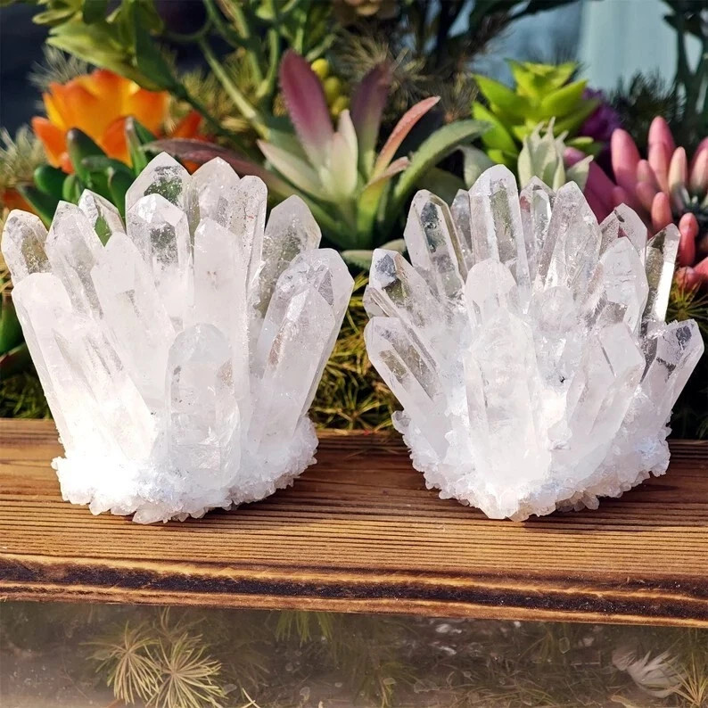 Natural Clear Quartz Cluster Raw Geode Mineral Specimen Spiritual Reiki Yoga Gif