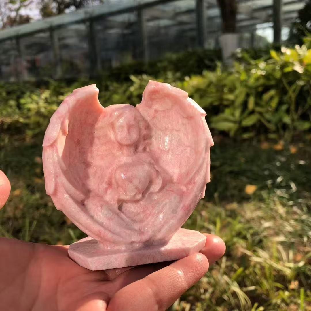 1pc Natural Pink opal Quartz hand-Carved skull Crystal Reiki healing gift