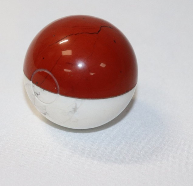 Crystal Poké Ball Sphere Red Jasper & Howlite Gemstone Ball 38mm