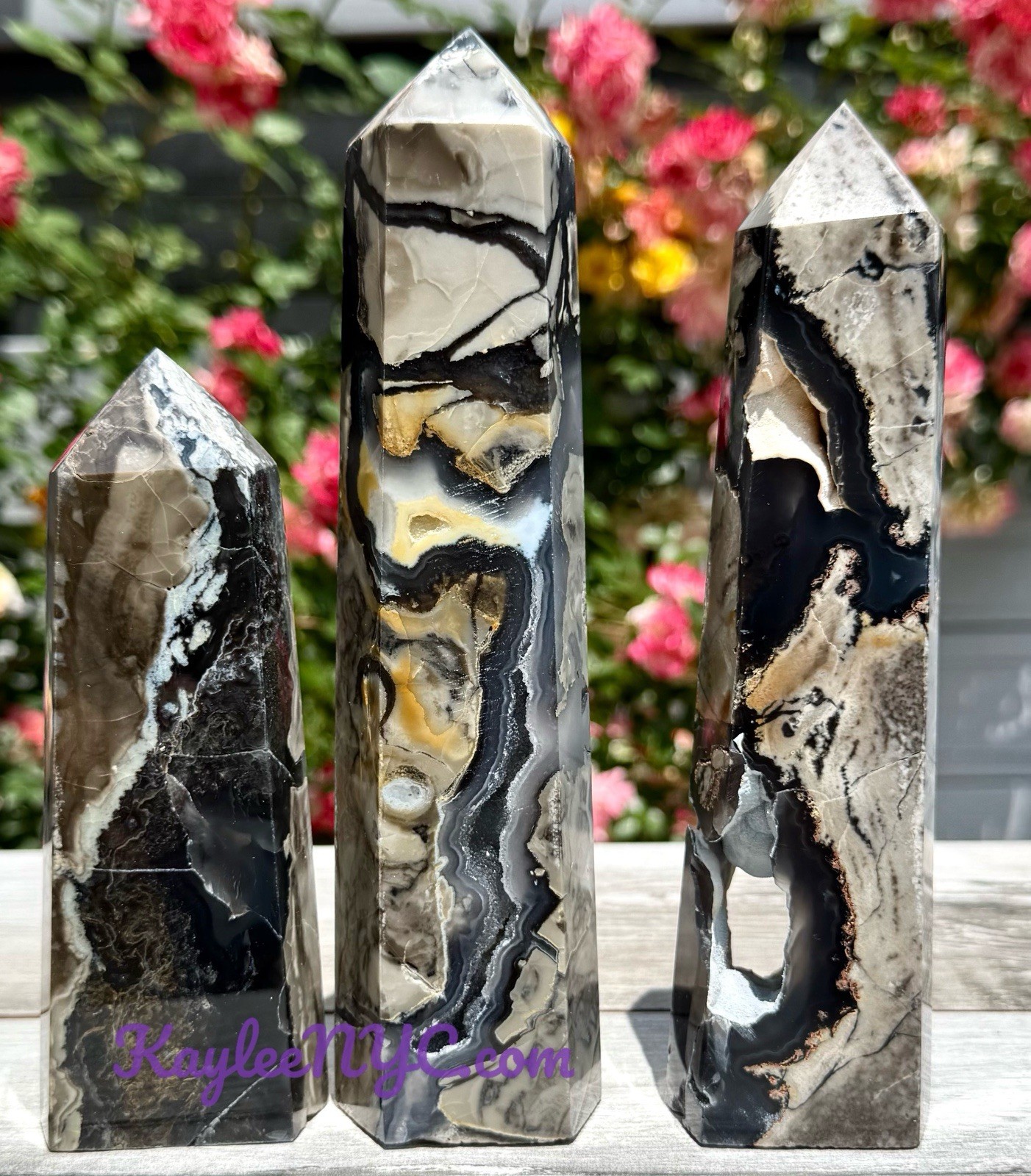 Wholesale Lot 3-4 Pcs Large Natural Volcano Agate Quartz Obelisk Crystal Point