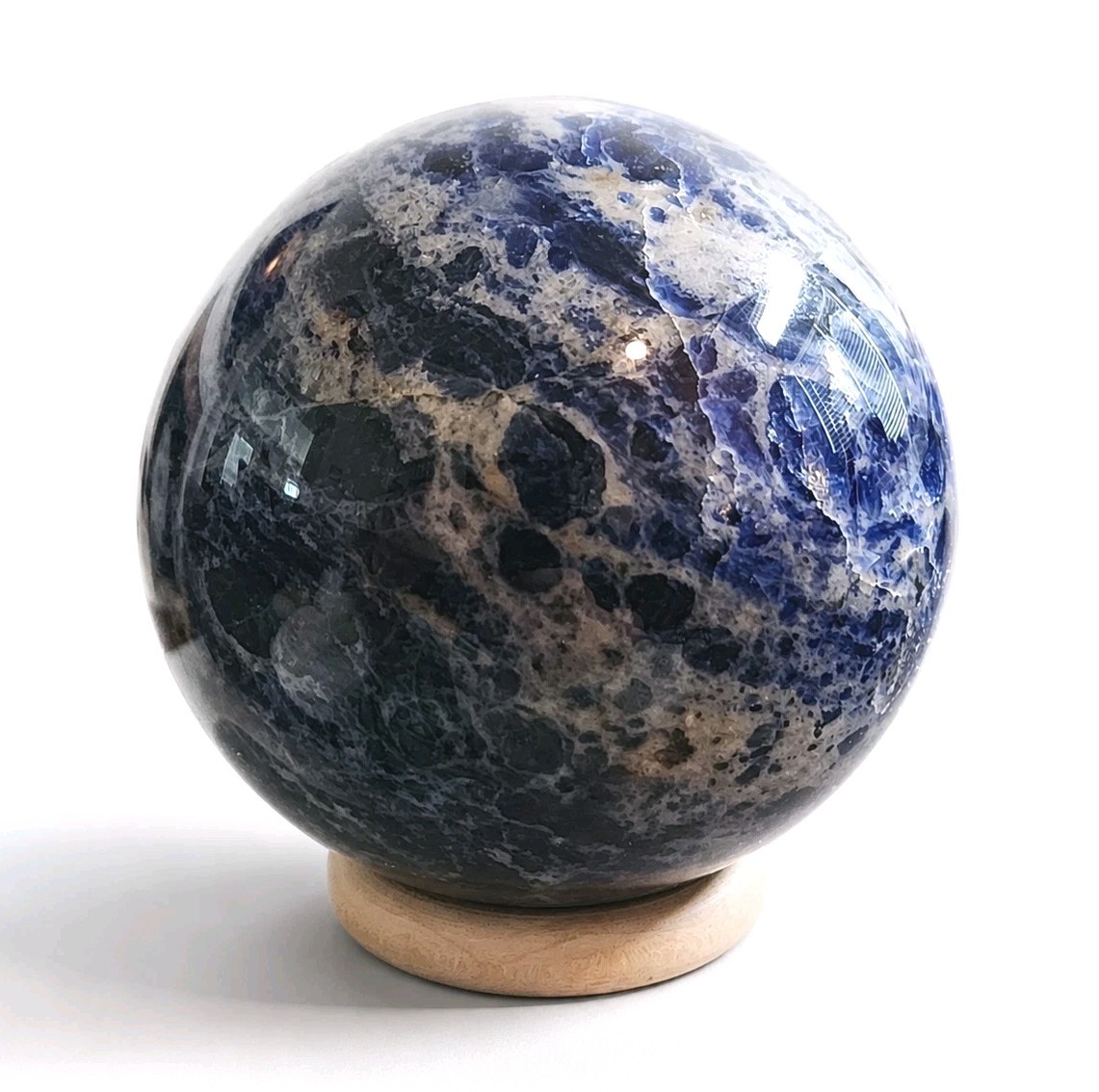 Natural Polished Blue Sodalite Sphere 2.7″ – 426g – USA