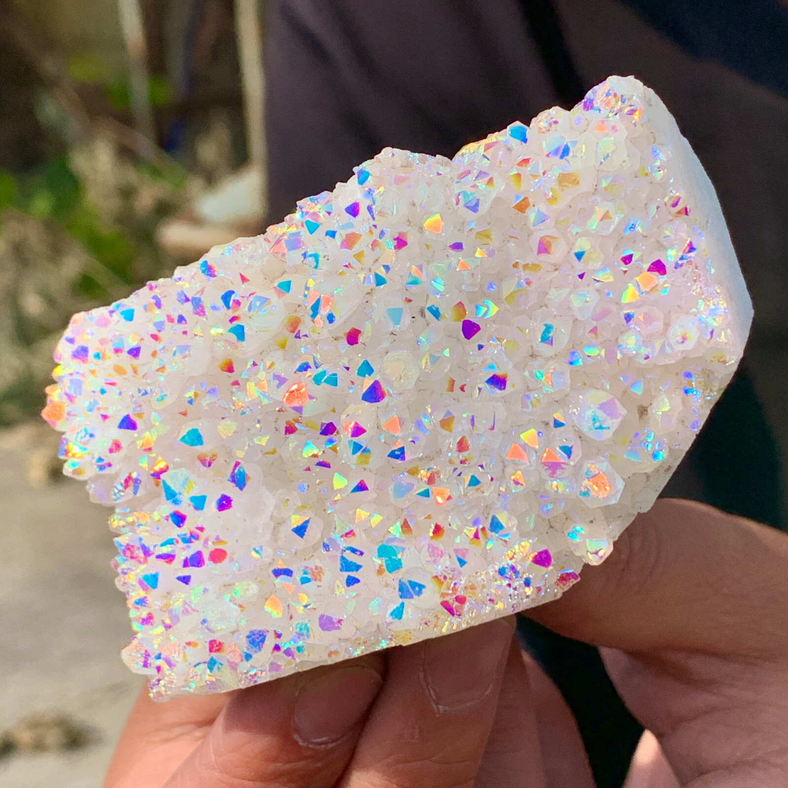 189G Titanium coated colorful feather layer Kyanite bladder specimen