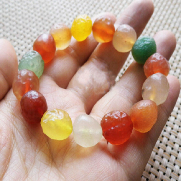 12mm Natural Translucence Alxa Gobi Agate Bracelet Stone Jewelry Bangle Gift