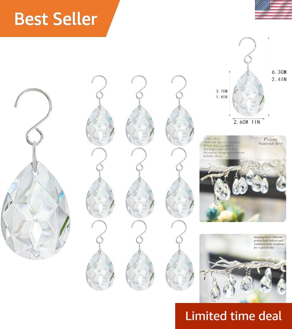 10 Pcs Stunning Clear Crystal Teardrop Suncatchers for Festive Celebrations