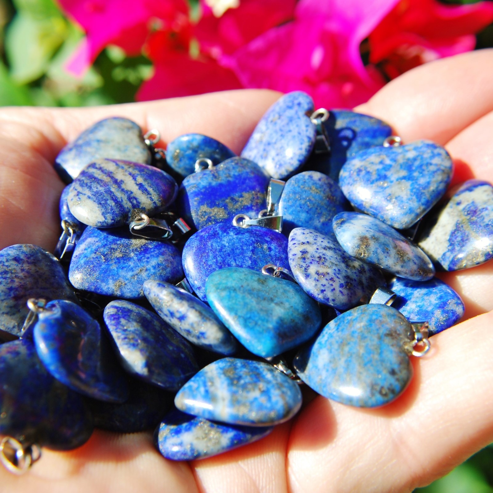 Baby Lapis Lazuli Heart Pendant + 20″ Stainless Steel Chain & Selenite Charger