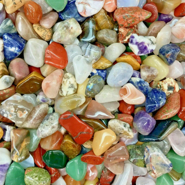 100-130 colorful Mixed Natural Assorted bulk tumbled Gem stone mix 1lb Lot