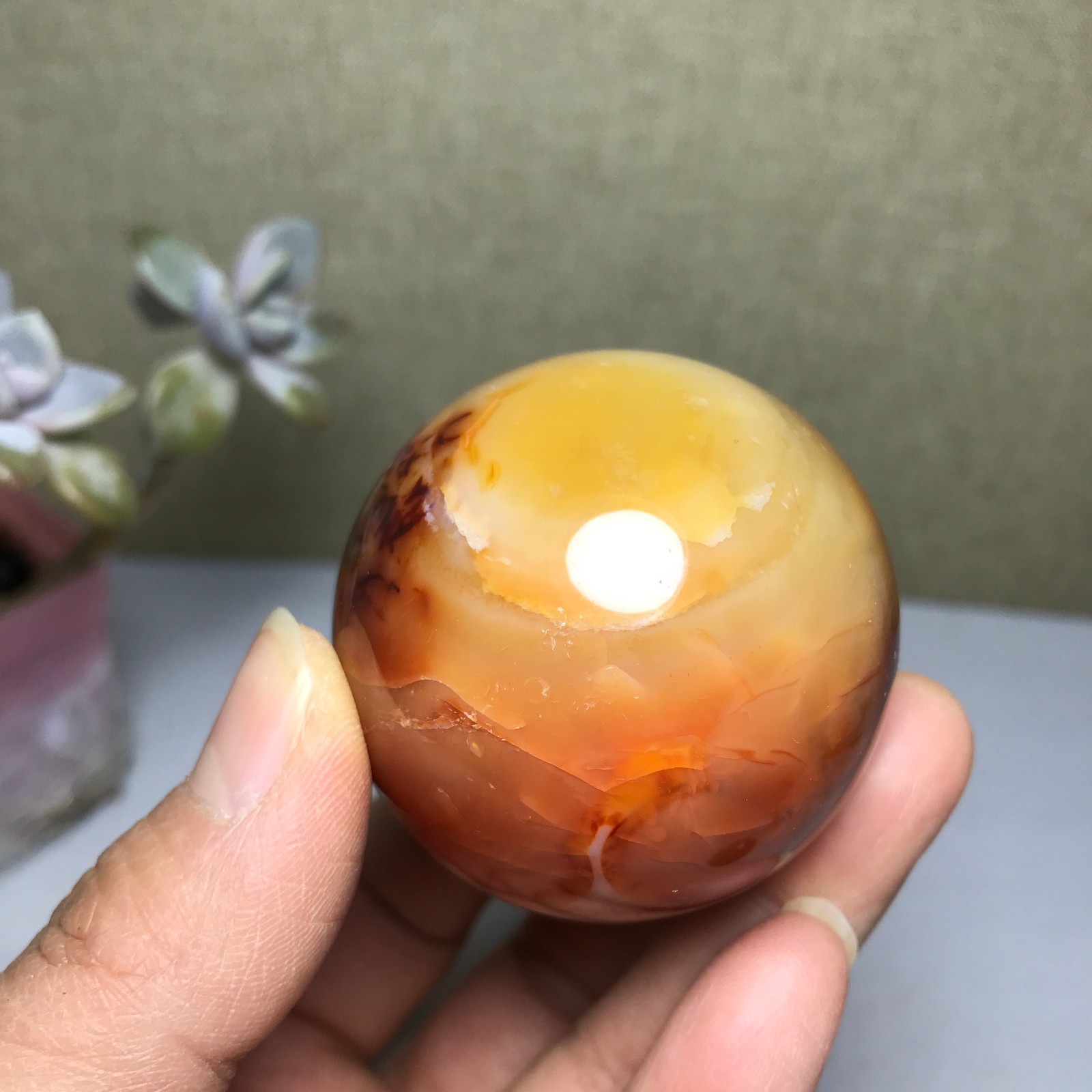 48mm Natural red agate sphere ball Crystal polish/rough specimens 160g A2975