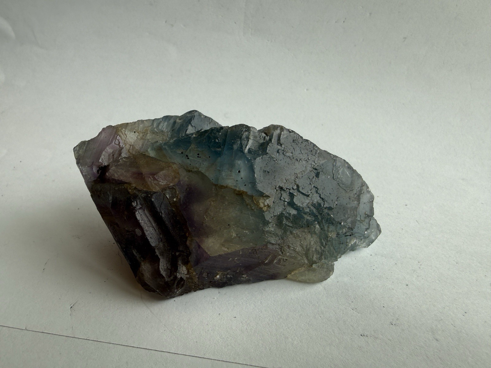 Natural Rainbow Fluorite Crystal Specimen 196g Translucent Purple Blue Green