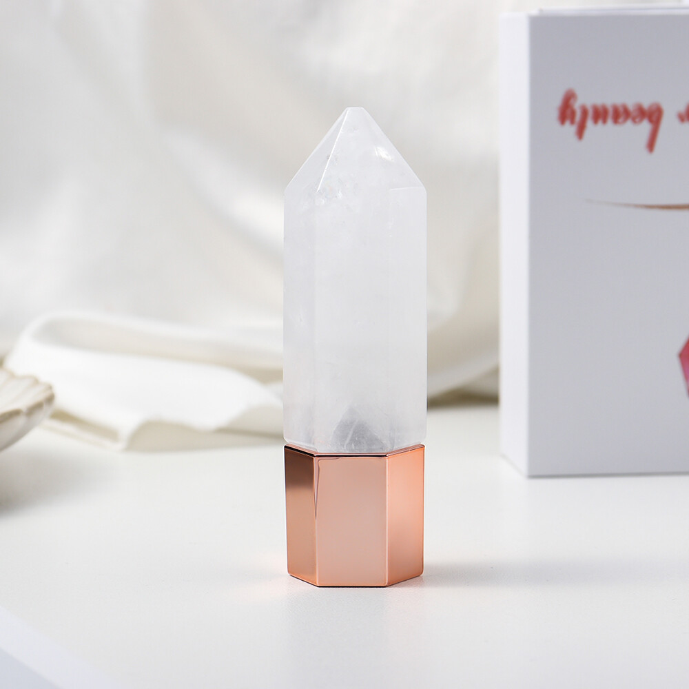 Natural Crystal Essential Oil Massage Roller Single Point Column Perfume Bottle