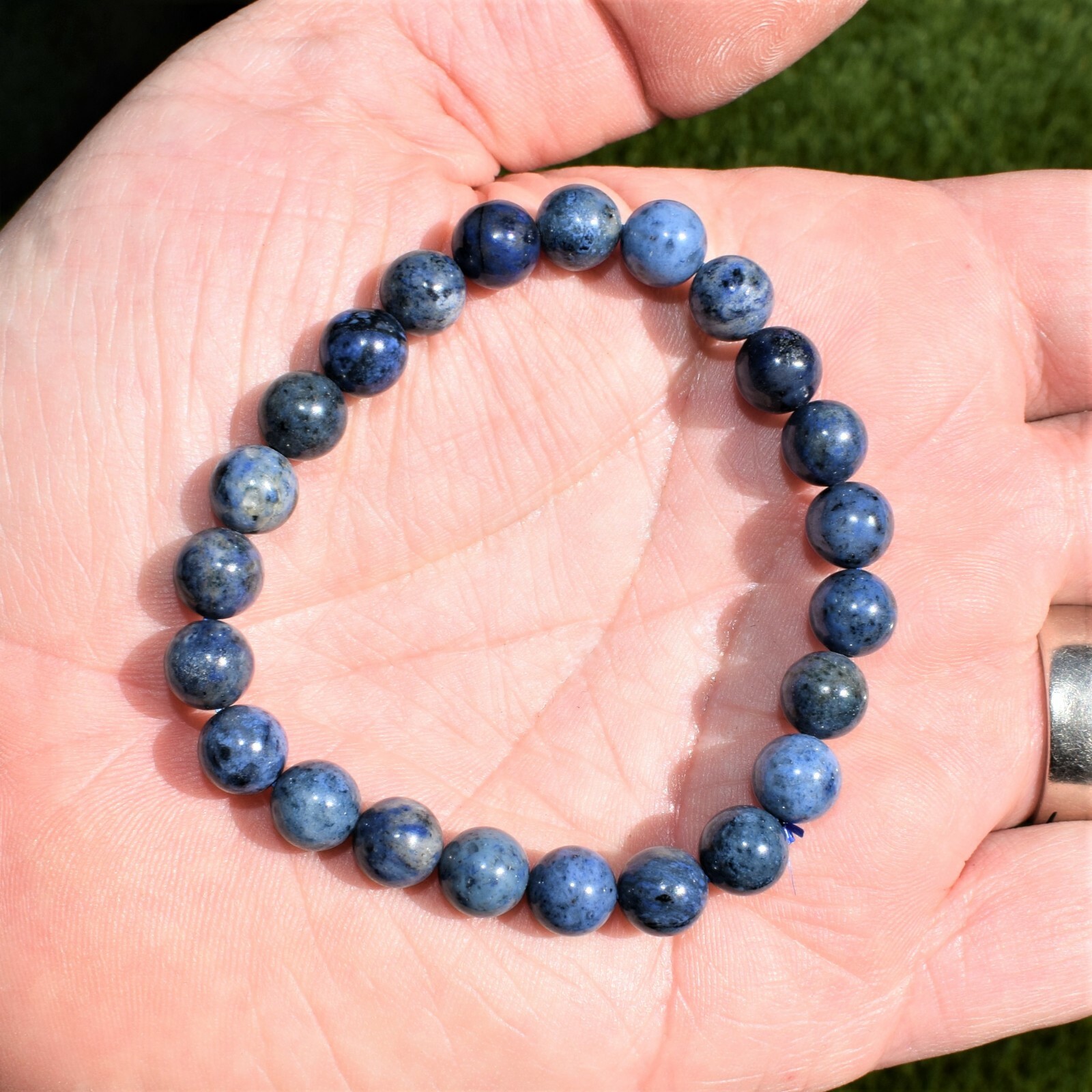 CHARGED Polished Natural Dumortierite Bracelet Stretchy HEALING ENERGY REIKI